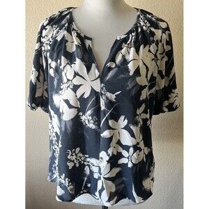 Simply Vera Vera Wang Women's Floral Short Sleeve Blouse Petite M